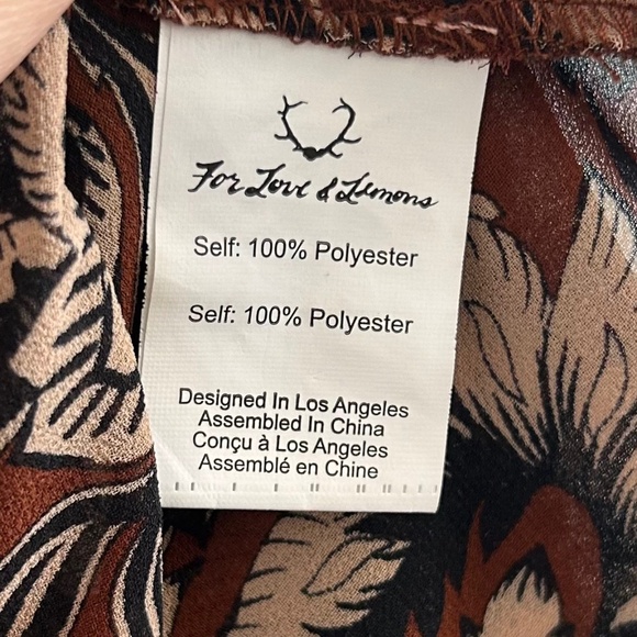 For Love & Lemons Gracie Blouse | Brown & Cream Floral | Size XS - Picture 14 of 14